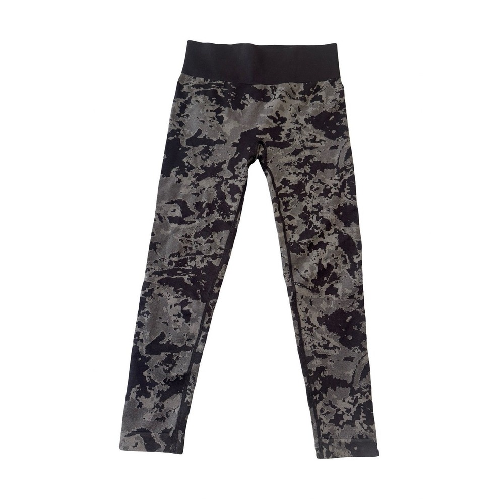 AnyBody Women's High-Rise Camo Print Gym Activewear Leggings Black Grey Size XL